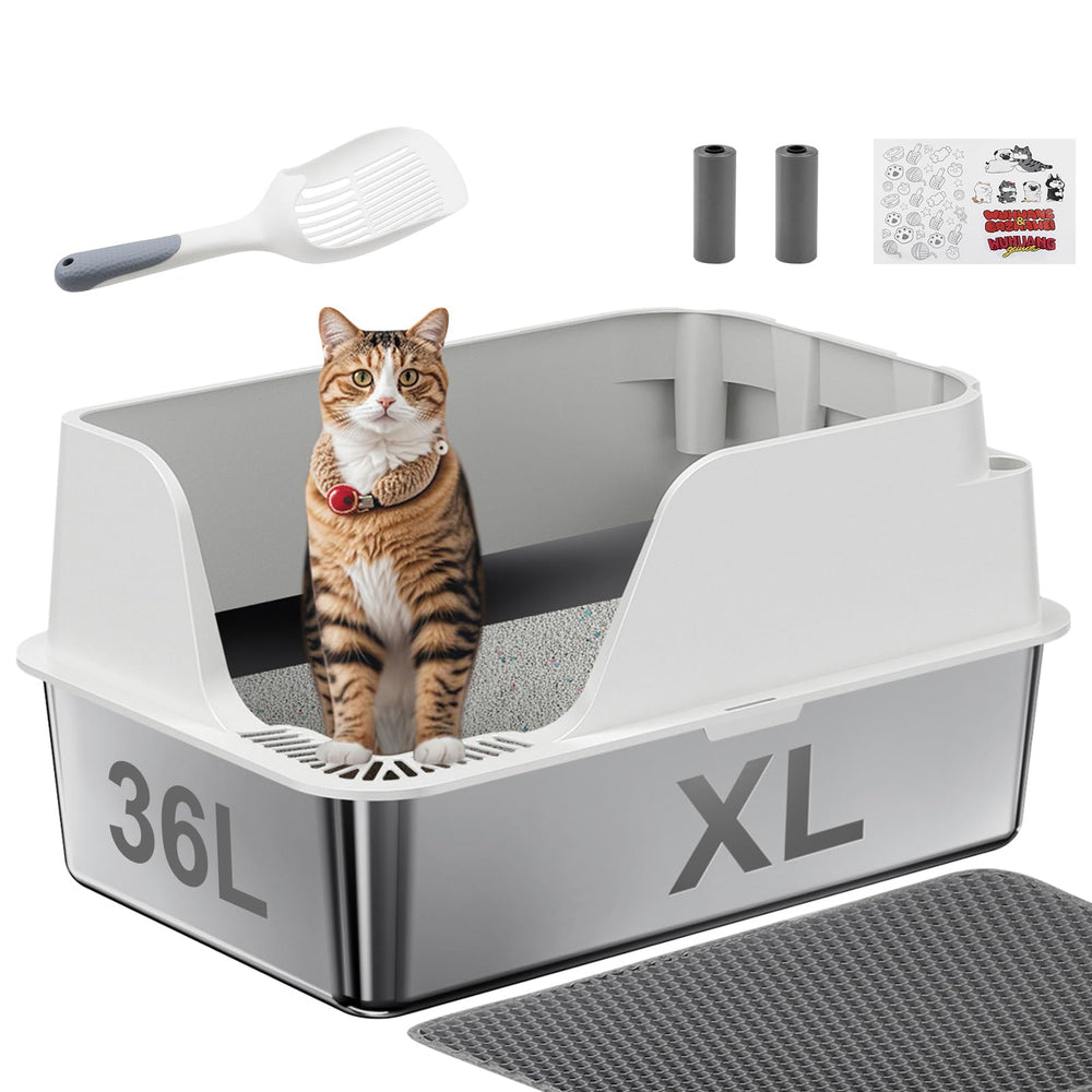 Ellenpent caja de arena con apertura lateral XL, fácil acceso para gatos y limpieza.