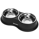 EpetsLove tazones dobles de acero inoxidable para comida y agua, fáciles de limpiar.