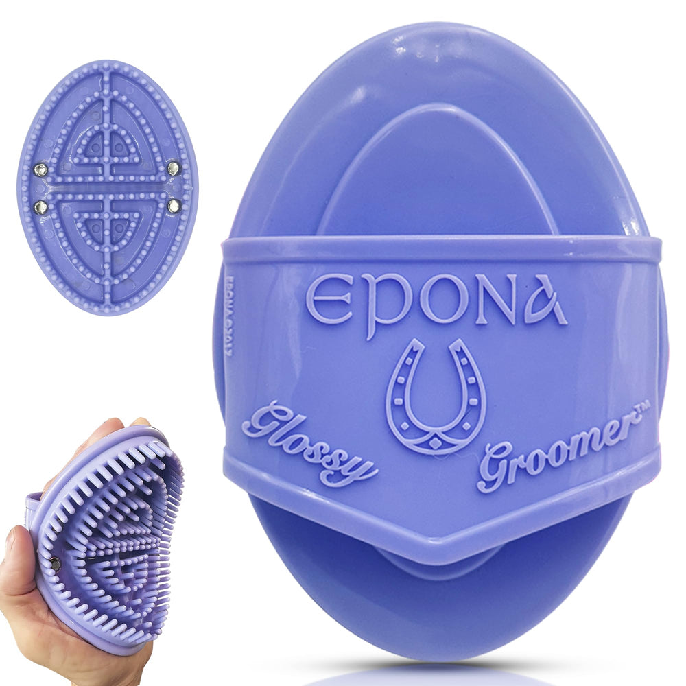 Epona Cepillo curry flexible brillante lavanda para limpieza profunda y masaje del pelaje