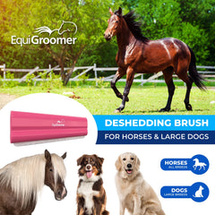 EquiGroomer hoja de acero inoxidable elimina pelo muerto sin dañar la piel.