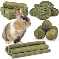 ERKOON juguete masticable de heno Timothy con forma variada para conejos