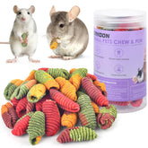 ERKOON premios para chinchillas en formato espiral, estimulan la masticación saludable
