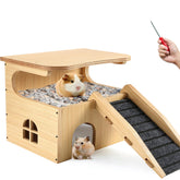 Essenhome castillo para conejillo de indias, vista frontal, refugio espacioso para juego y descanso