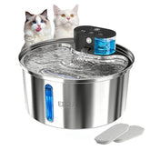 ETACCU fuente de agua para gatos en acero inoxidable con gran capacidad para mascotas.