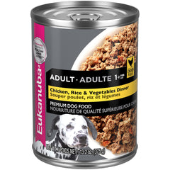 Eukanuba Adulto con pollo, arroz y verduras en salsa en lata para perros activos.