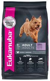 Eukanuba alimento seco para perros pequeños, bolsa 4-5 lb, soporte para actividad diaria.