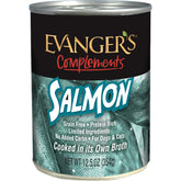 Evanger’s Complements Salmon, lata abierta, textura jugosa para estimular el apetito.