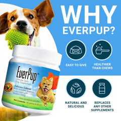 EverPup polvo con dosificador para dosis consistentes cada vez.