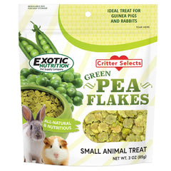 Exotic Nutrition copos de guisante verde 3oz, snack saludable para mascotas pequeñas.