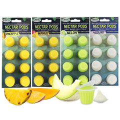 Nectar Pods de Exotic Nutrition, variedad 4 pack frutas, ideal para mascotas pequeñas.