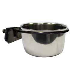 Taza de acero inoxidable Exotic Nutrition con soporte de 5 onzas, facilita la comida de mascotas pequeñas.