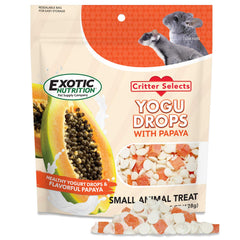 Exotic Nutrition Yogu Drops con Papaya, empaque compacto para snack saludable.