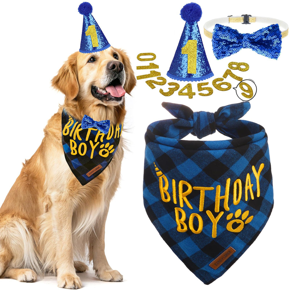 EXPAWLORER bandana cumpleaños perro, tela suave para fiestas y fotos.