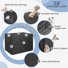 Explore Land cobertor jaula para perros, tejido Oxford resistente para uso diario