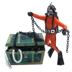 Eyech cofre tesoro submarino naranja, decorativo para acuarios.