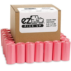Bolsas rosadas EZ PICK UP para heces de perro, tamaño 9x12 pulgadas
