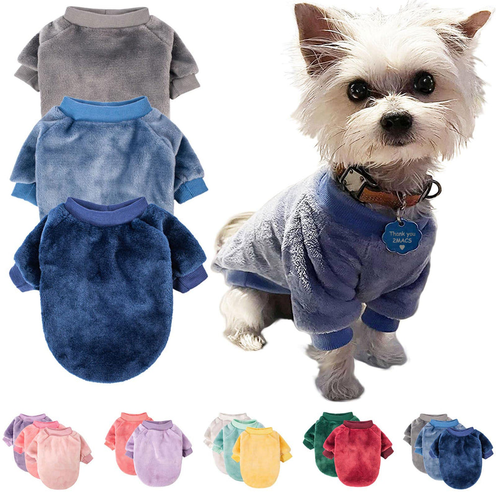FabriCastle suéter perro gris, frente, cálido y cómodo para paseos.