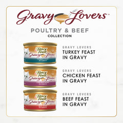 Fancy Feast Gravy Lovers con pavo: sabor suave y salsa atractiva para gatos.