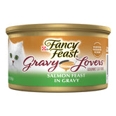 Fancy Feast Gravy Lovers salmón en lata con salsa sabrosa para gatitos y adultos.