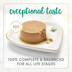 Fancy Feast lenguado, textura paté suave, perfecto para gatos exigentes.