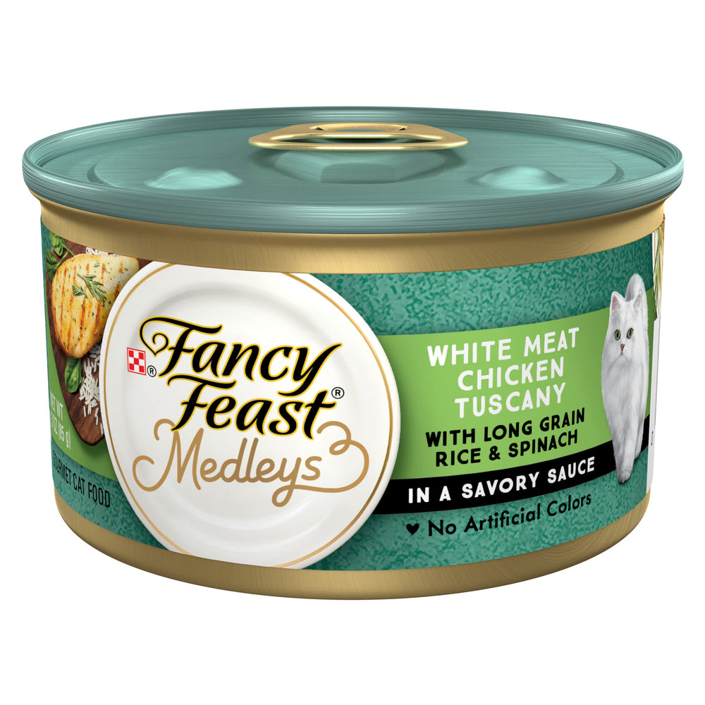Purina Fancy Feast Medleys Pollo blanco Toscana con arroz de grano largo y verdes, para el paladar exigente.