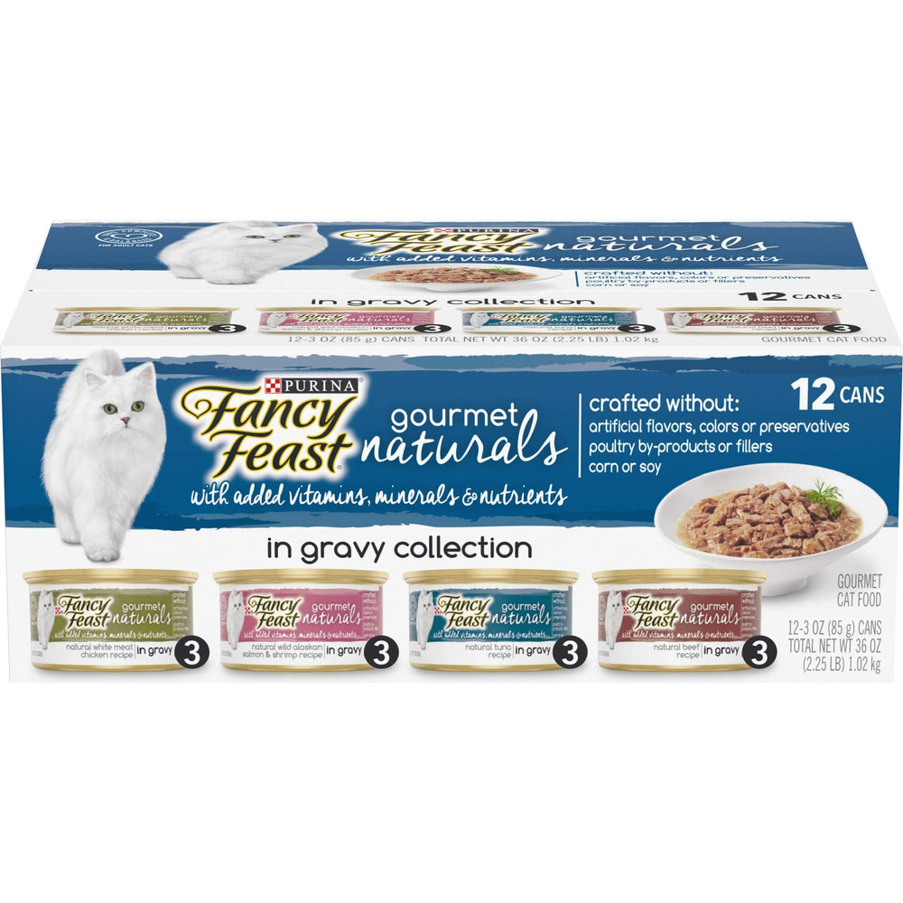 Fancy Feast Naturals salsa carne de res, opción proteica para gatos adultos.