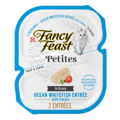 Fancy Feast Petites océan blanc poisson tomate en sauce, goût naturel et raffiné.
