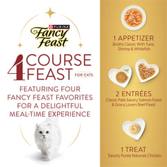 Fancy Feast primer plato salmón, sabroso y nutritivo para la comida principal.