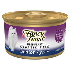 Fancy Feast Senior lata 3 oz de paté de carne de res para gatos mayores, opción práctica de servicio.