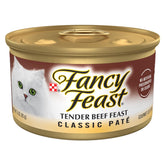 Fancy Feast Tender Beef Pate, pack de 24 latas, comida completa para gatos.