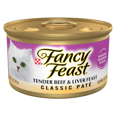 Fancy Feast, lata de ternera e hígado, sabor gourmet para gatos.