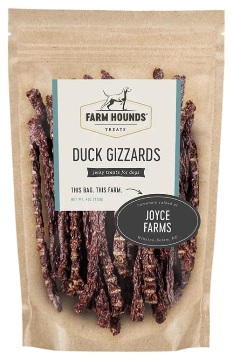 Farm Hounds mollejas de pato, paquete de 4 onzas, snack natural para perros