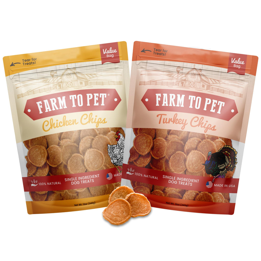 Farm To Pet chips de pollo para perros, crujientes y útiles para entrenamiento.