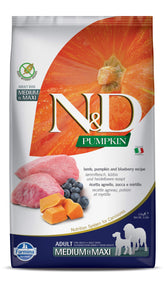 Farmina N&D Cordero y Arándano, bolsa con ingredientes visibles para una dieta equilibrada