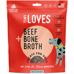 Farmland Traditions Tiny Loves Jerky con caldo de hueso, premio sabroso para perros