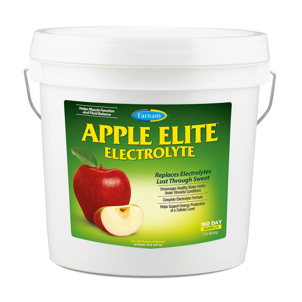 Farnam Apple Elite, polvo para caballos, ayuda a mantener hidratación durante el ejercicio.