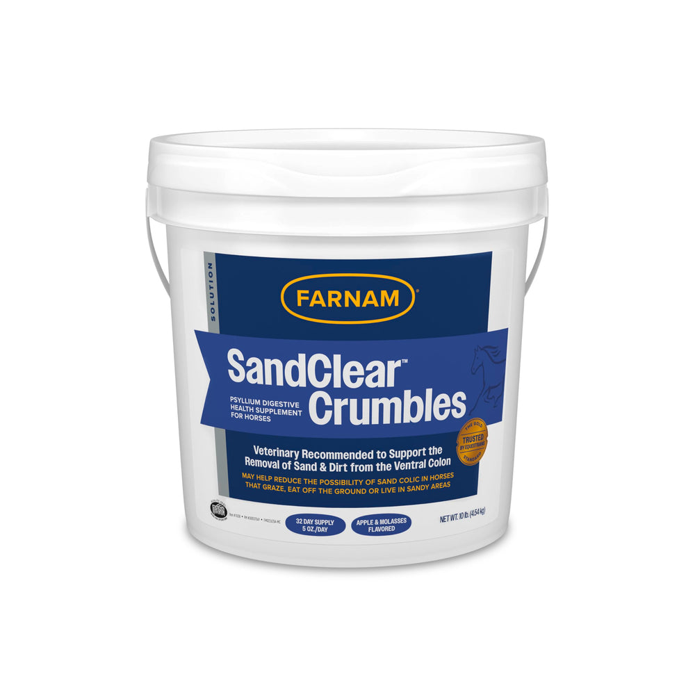 Envase Farnam SandClear Crumbles, fácil de identificar para uso diario.