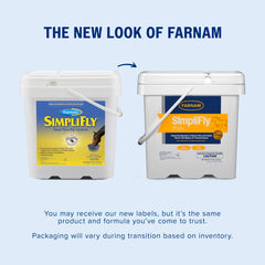 Granulos sabrosos de Farnam SimpliFly facil de mezclar con la racion diaria
