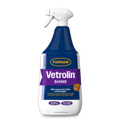 Farnam Vetrolin Shine en botella atomizador para brillo duradero en manto, crin y cola.