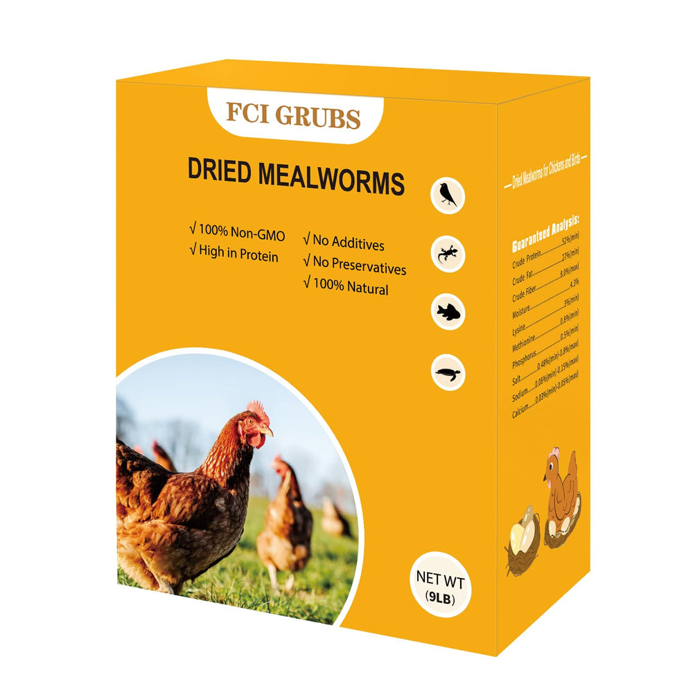 FCI GRUBS gusanos harina secos en bolsa lista para alimentar gallinas.