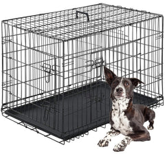 FDW jaula para perros grandes, vista frontal, seguridad con doble cierre