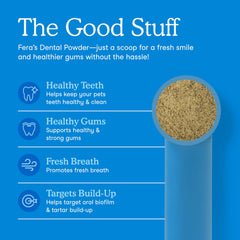 Cuchara incluida para dosificación fácil de Fera Pets Polvo Dental