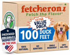 Fetcheron i patas de pato enteras para perros, snack natural y digestible.