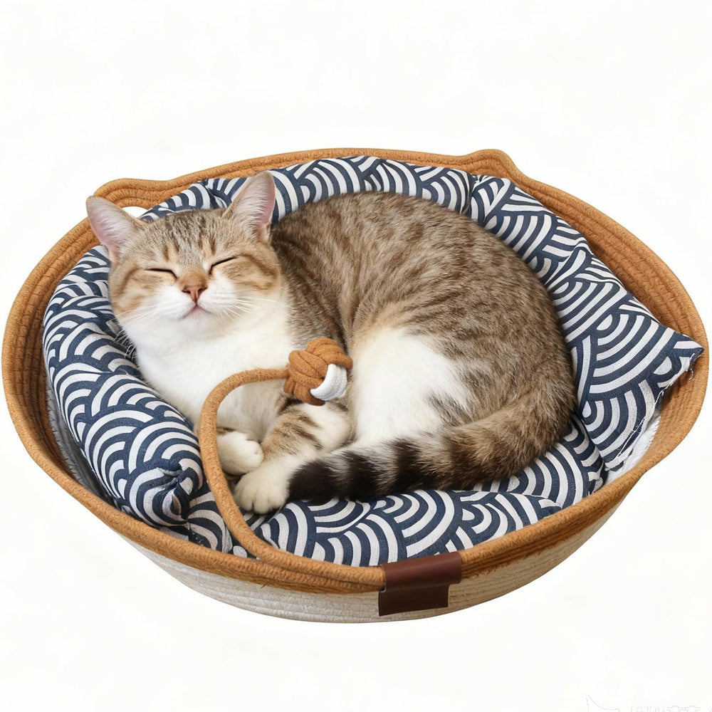Cama de gato FHKPET Instinct Basket, cama-gato-tejido-algodon, descanso suave y seguro.