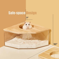 Fibopawer caja de arena con escalera para trepar, fomentando exploración.