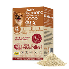Fidobiotics Good Guts para Lil Mutts, botella de probióticos para perros, apoyo digestivo.