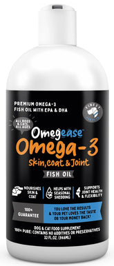 Finest For Pets Aceite de pescado puro en frasco 32oz para apoyar piel y pelaje