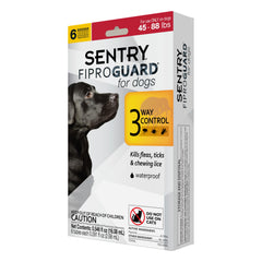 Fiproguard para perros, envase y aplicador listos para uso mensual.