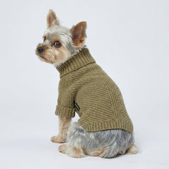 Fitwarm suéter para perro verde sage, cuello alto para calor adicional