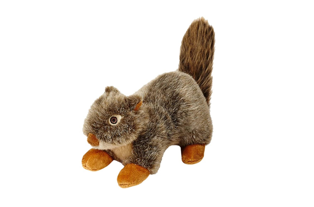 Fluff & Tuff Nuts Squirrel con cola esponjosa, ideal para perseguir y jugar con agarre firme.